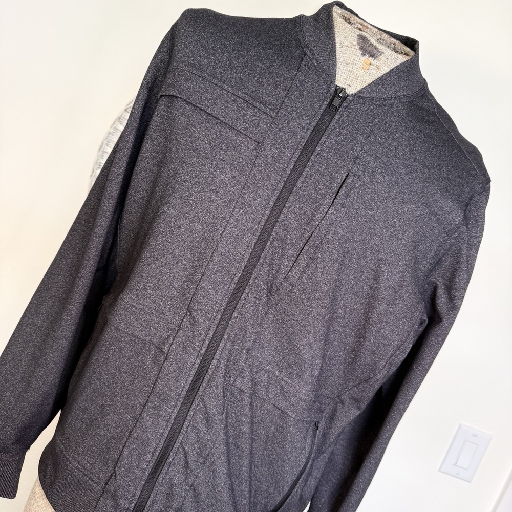 Public Rec Men's Track Jacket Gray Full Zip Pockets Stretch Stand-Up Collar XL